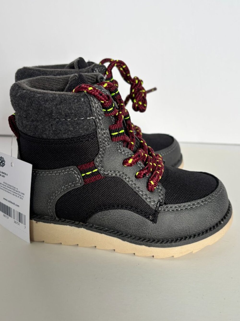 OshKosh B'gosh Toddler Boys Shoes Boots Hunter Grey Casual Fall Winter Sz 6 6T - Picture 5 of 14